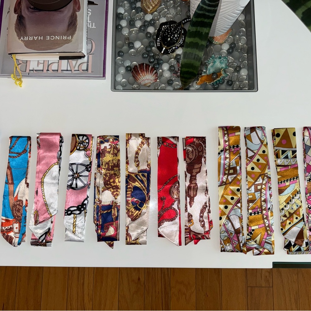Scarf Handle Bag Purse Tie Band Bandana Hair Tie etc. Multicolored. Great gift